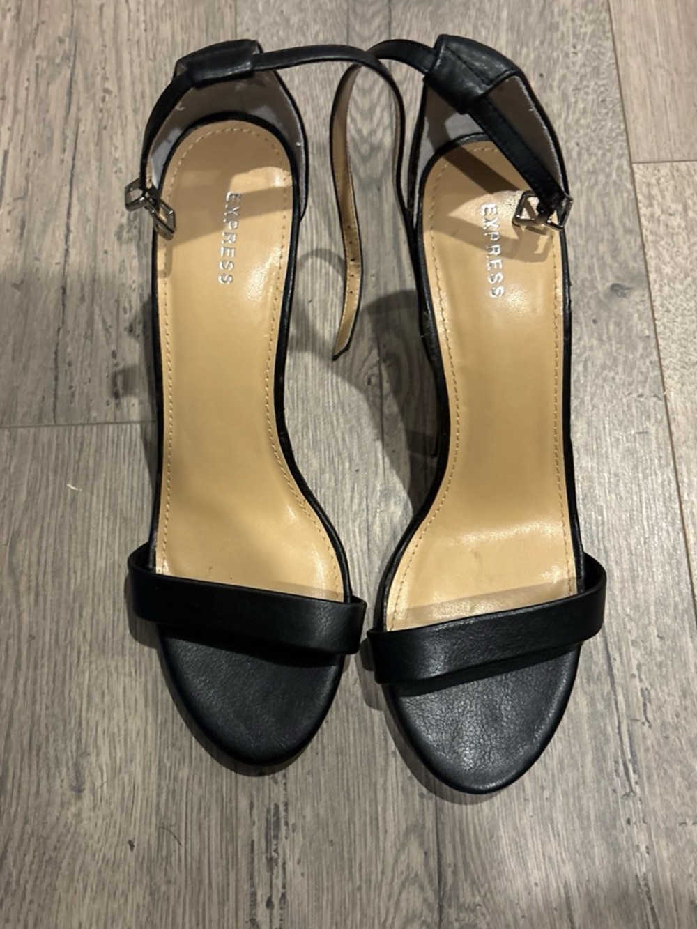 Express Black Ankle Strap Heeled Sandals